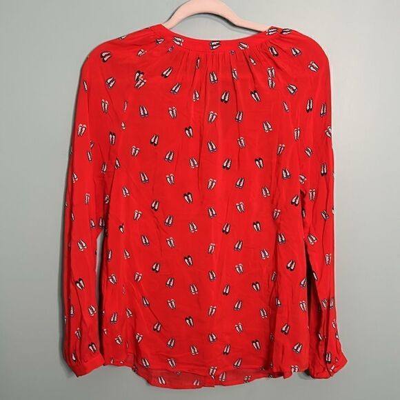 BODEN Paris Red Ballet Shoes Print Blouse NWT - Picture 9 of 10